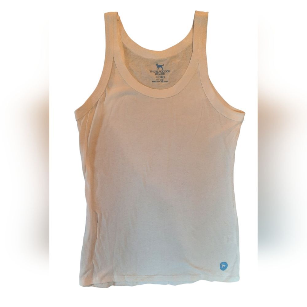 The Black Dog Tank Top Womans Large White Sleeveless Athleisure Classic Beach